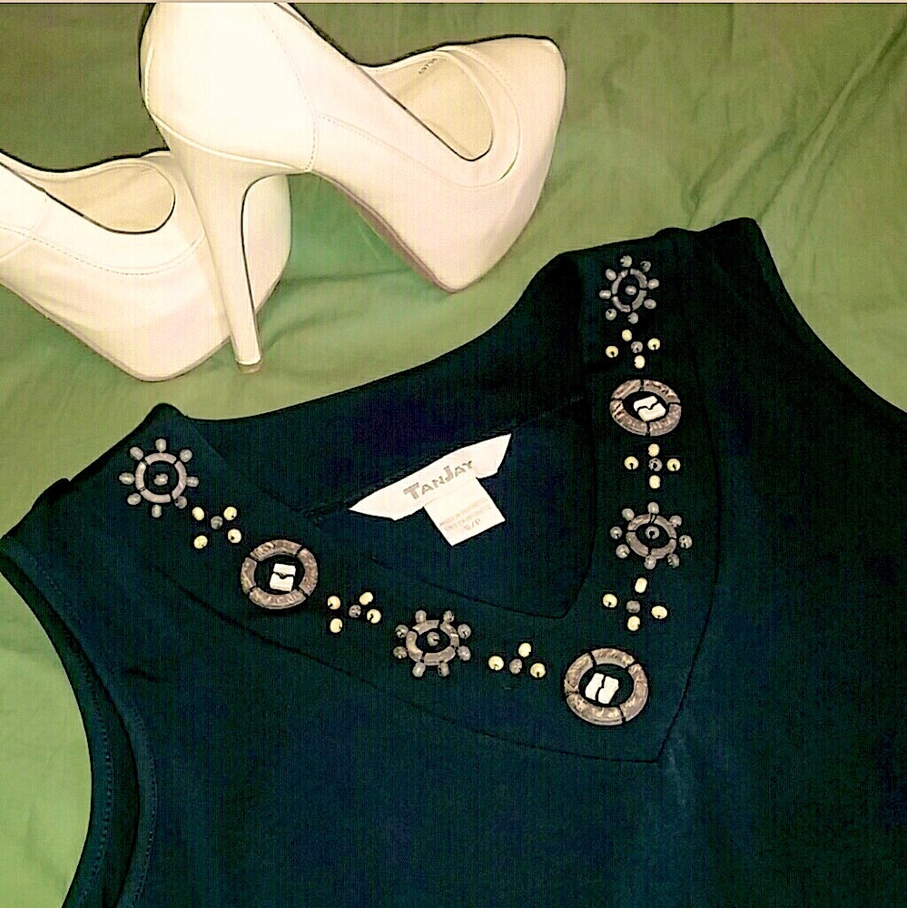 Beaded Black Sleeveless  Top